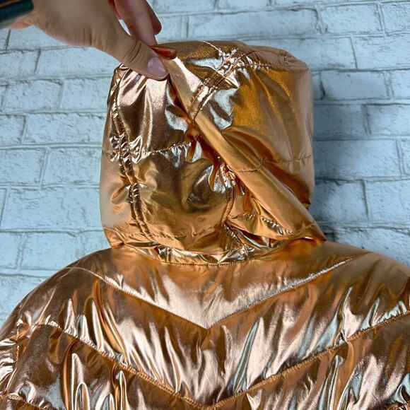 Spyder Coat Alyce Puffer Jacket Thermaweb Metallic Hooded Outdoor Rose Gold L - Picture 13 of 13
